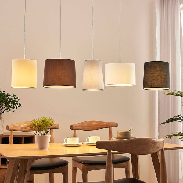 Lampa wisząca Hermina Lindby, możliwość ściemniania, brązowy / rdzawy, salon / jadalnia, tkanina / materiał / jedwab, młodzieżowy