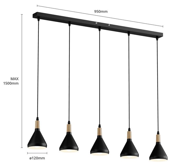 Lampa wisząca Arina Lindby, możliwość ściemniania, czarny, salon / jadalnia, metal, nowoczesny