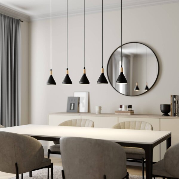 Lampa wisząca Arina Lindby, możliwość ściemniania, czarny, salon / jadalnia, metal, nowoczesny