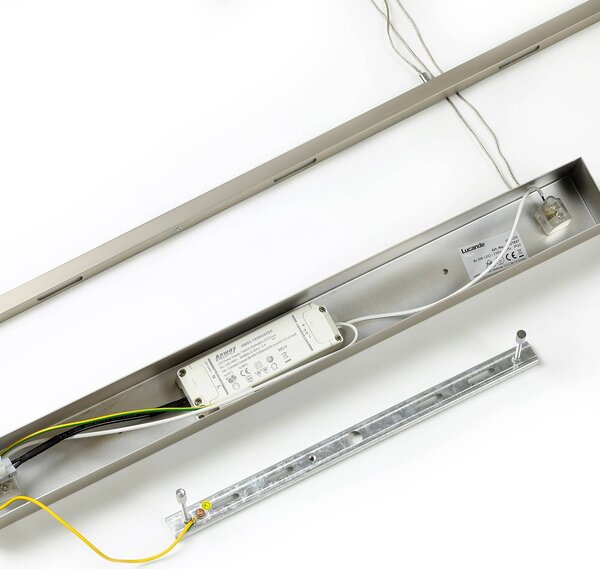 Lampa wisząca Arnik Lucande, możliwość ściemniania, aluminiowy / szary / cynkowy, salon / jadalnia, metal, nowoczesny