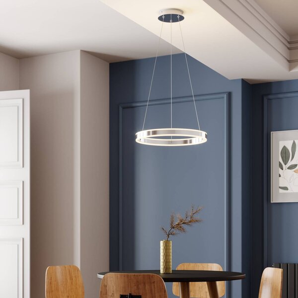 Lampa wisząca Lyani Lucande, możliwość ściemniania, chromowy / srebrny, salon / jadalnia, metal, nowoczesny