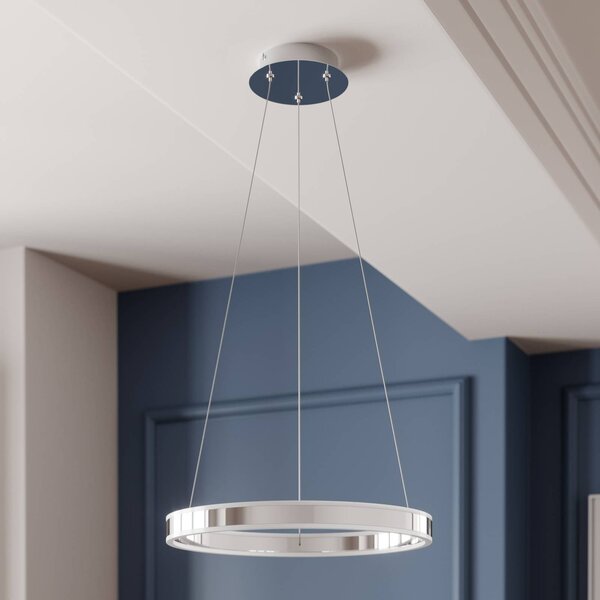 Lampa wisząca Lyani Lucande, możliwość ściemniania, chromowy / srebrny, salon / jadalnia, metal, nowoczesny