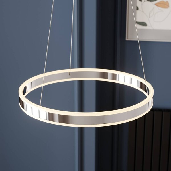 Lampa wisząca Lyani Lucande, możliwość ściemniania, chromowy / srebrny, salon / jadalnia, metal, nowoczesny
