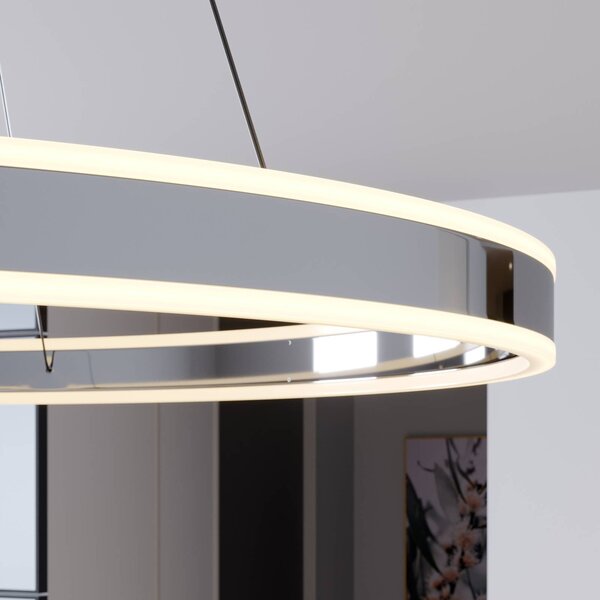 Lampa wisząca Lyani Lucande, możliwość ściemniania, chromowy / srebrny, salon / jadalnia, metal, nowoczesny