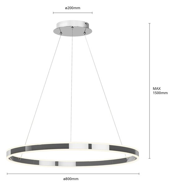 Lampa wisząca Lyani Lucande, możliwość ściemniania, chromowy / srebrny, salon / jadalnia, metal, nowoczesny