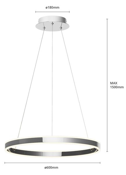 Lampa wisząca Lyani Lucande, możliwość ściemniania, chromowy / srebrny, salon / jadalnia, metal, nowoczesny