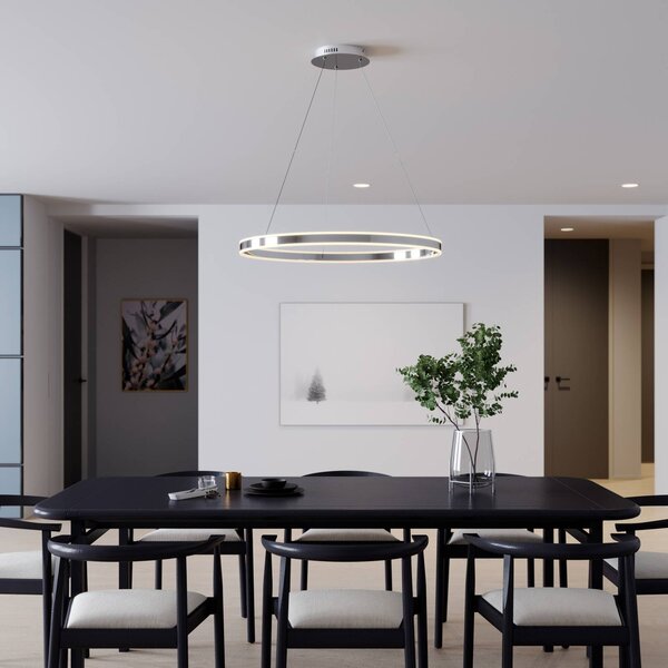 Lampa wisząca Lyani Lucande, możliwość ściemniania, chromowy / srebrny, salon / jadalnia, metal, nowoczesny