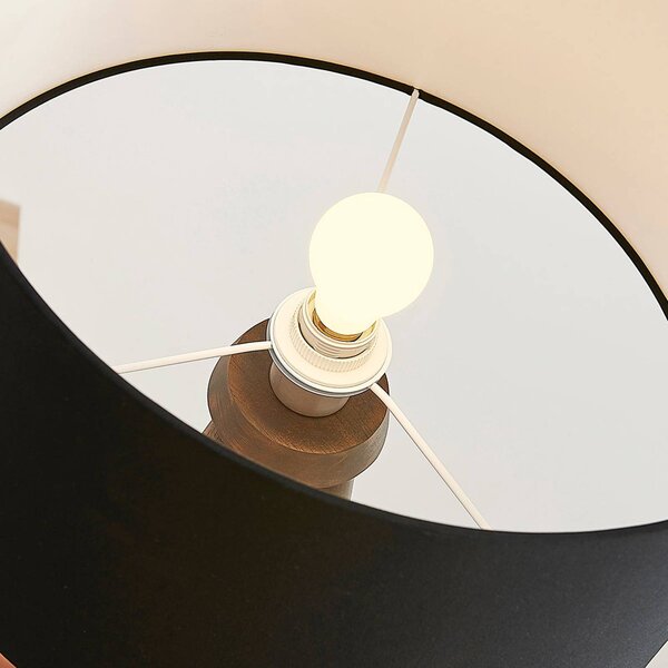 Lampa stojąca Majken Lindby, czarny, salon / jadalnia, drewno, skandynawski