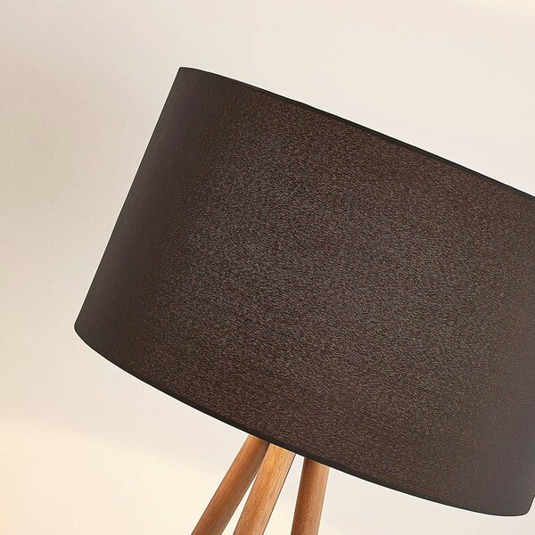 Lampa stojąca Majken Lindby, czarny, salon / jadalnia, drewno, skandynawski
