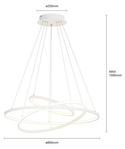 Lampa wisząca Ezana Lucande, możliwość ściemniania, biały / opal, salon / jadalnia, metal, nowoczesny