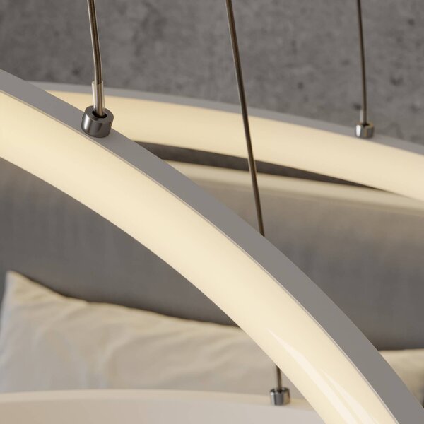 Lampa wisząca Ezana Lucande, możliwość ściemniania, biały / opal, salon / jadalnia, metal, nowoczesny