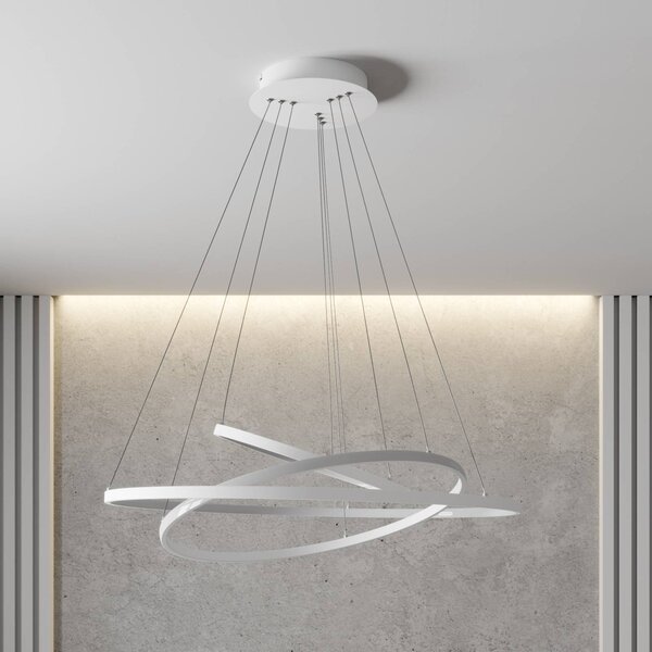 Lampa wisząca Ezana Lucande, możliwość ściemniania, biały / opal, salon / jadalnia, metal, nowoczesny