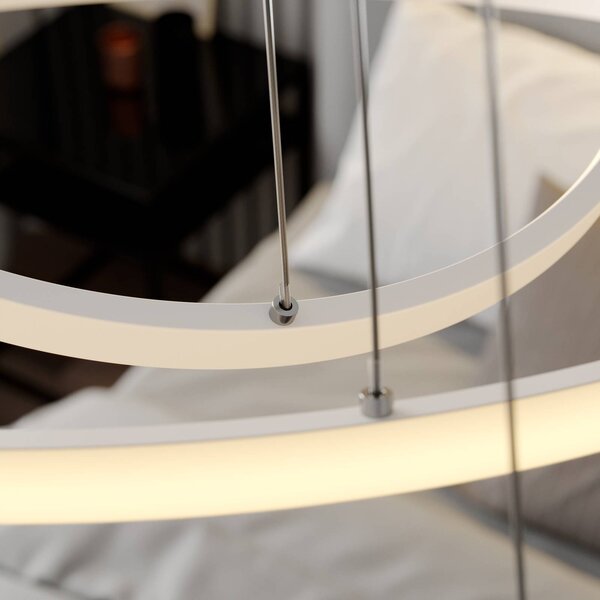 Lampa wisząca Ezana Lucande, możliwość ściemniania, biały / opal, salon / jadalnia, metal, nowoczesny