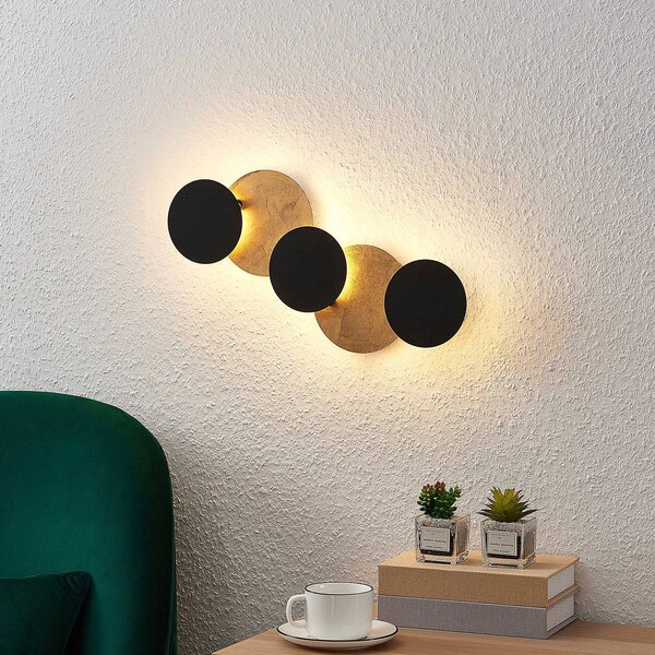 Kinkiet LED Grazyna Lindby, czarny, salon / jadalnia, metal, nowoczesny