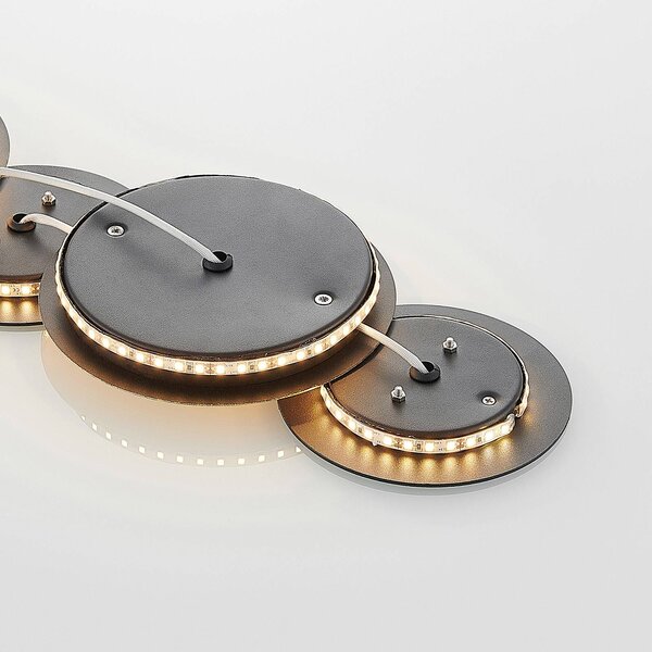 Kinkiet LED Grazyna Lindby, czarny, salon / jadalnia, metal, nowoczesny