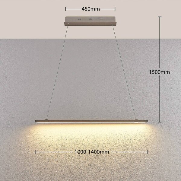 Lampa wisząca Tymon Lucande, możliwość ściemniania, aluminiowy / szary / cynkowy, salon / jadalnia, metal, nowoczesny