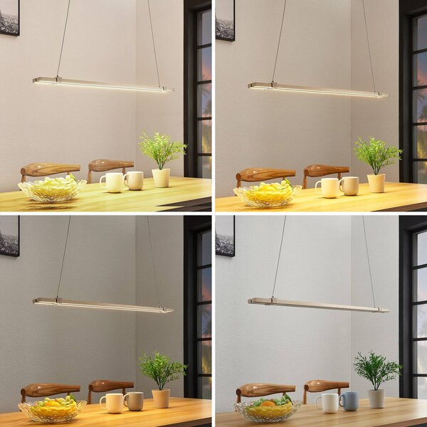 Lampa wisząca Tymon Lucande, możliwość ściemniania, aluminiowy / szary / cynkowy, salon / jadalnia, metal, nowoczesny