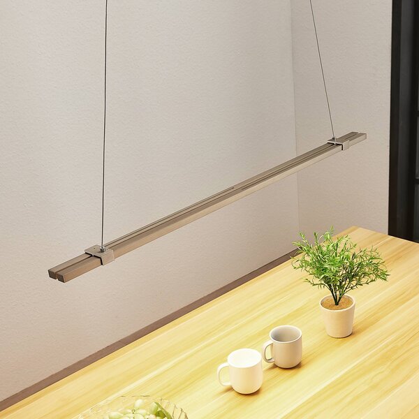 Lampa wisząca Tymon Lucande, możliwość ściemniania, aluminiowy / szary / cynkowy, salon / jadalnia, metal, nowoczesny