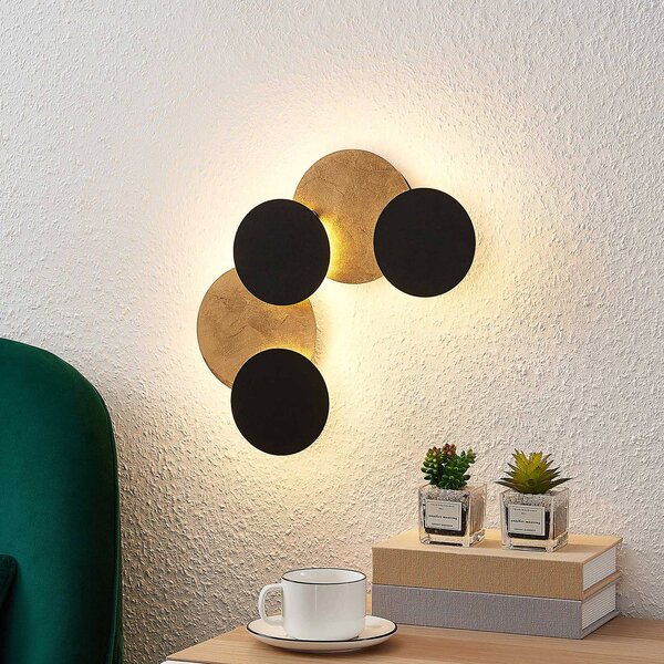 Kinkiet LED Grazyna Lindby, czarny, salon / jadalnia, metal, nowoczesny