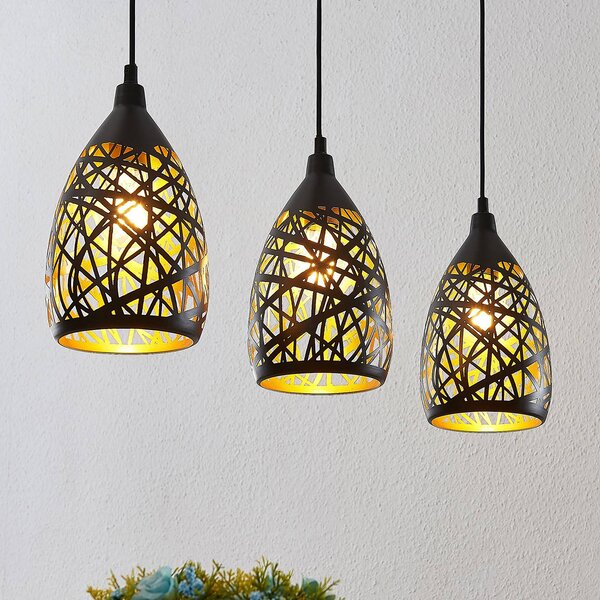 Lampa wisząca Marcello Lindby, możliwość ściemniania, czarny, salon / jadalnia, metal, nowoczesny