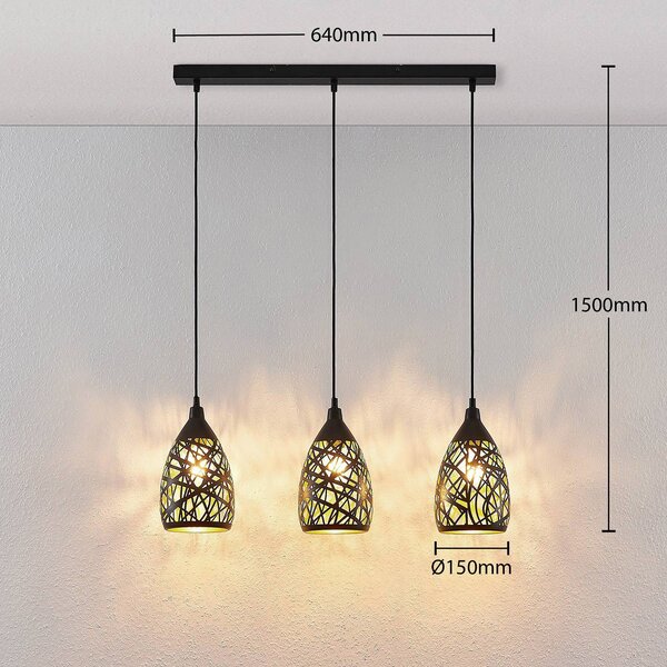 Lampa wisząca Marcello Lindby, możliwość ściemniania, czarny, salon / jadalnia, metal, nowoczesny