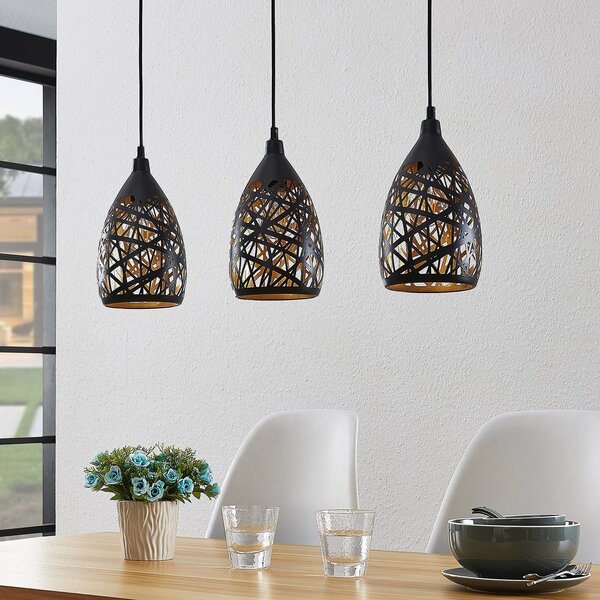 Lampa wisząca Marcello Lindby, możliwość ściemniania, czarny, salon / jadalnia, metal, nowoczesny