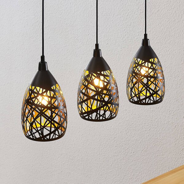 Lampa wisząca Marcello Lindby, możliwość ściemniania, czarny, salon / jadalnia, metal, nowoczesny