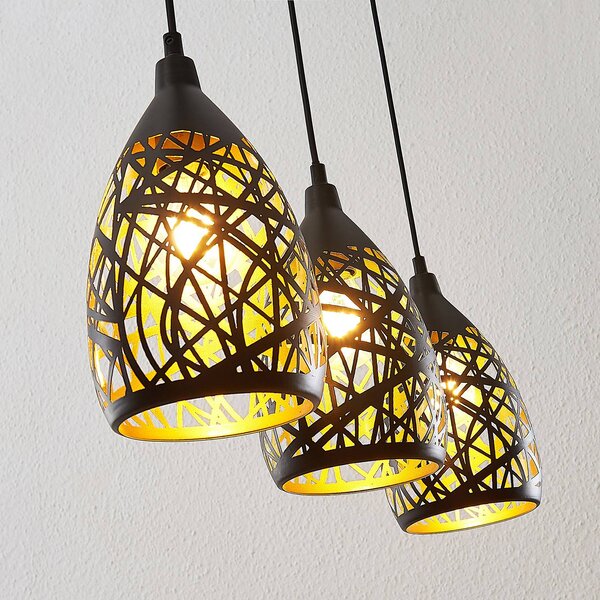 Lampa wisząca Marcello Lindby, możliwość ściemniania, czarny, salon / jadalnia, metal, nowoczesny