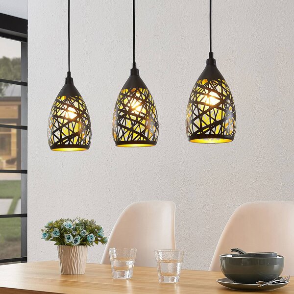 Lampa wisząca Marcello Lindby, możliwość ściemniania, czarny, salon / jadalnia, metal, nowoczesny