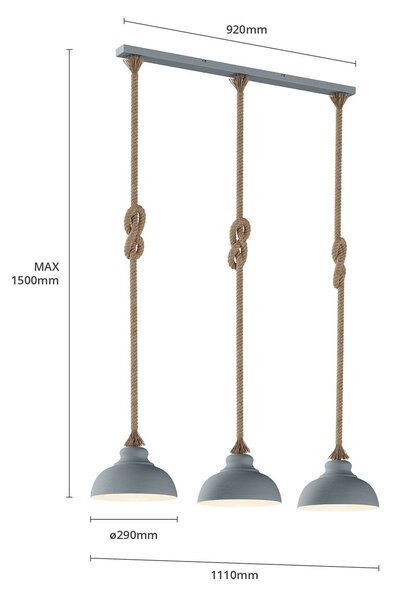 Lampa wisząca Chaby Lindby, możliwość ściemniania, aluminiowy / szary / cynkowy, salon / jadalnia, metal, vintage