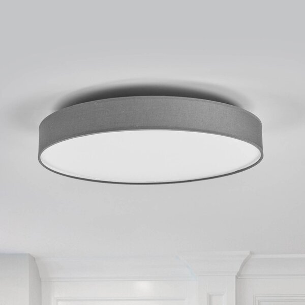 Lampa sufitowa Saira Lindby, aluminiowy / szary / cynkowy, salon / jadalnia, tkanina / materiał / jedwab, nowoczesny