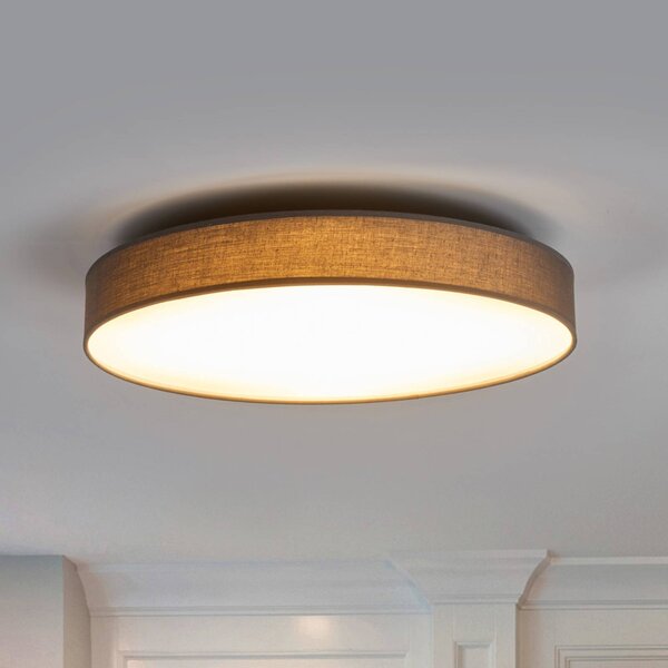 Lampa sufitowa Saira Lindby, aluminiowy / szary / cynkowy, salon / jadalnia, tkanina / materiał / jedwab, nowoczesny