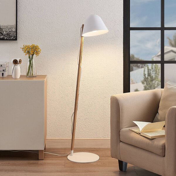 Lampa stojąca Tetja Lindby, jasne drewno, salon / jadalnia, metal, skandynawski