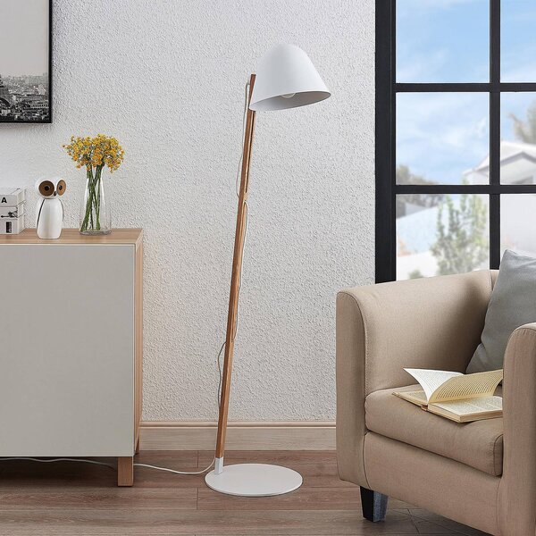 Lampa stojąca Tetja Lindby, jasne drewno, salon / jadalnia, metal, skandynawski