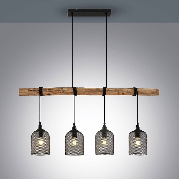 Lampa wisząca Elrond Lindby, możliwość ściemniania, jasne drewno, salon / jadalnia, drewno, dworkowy / rustykalny