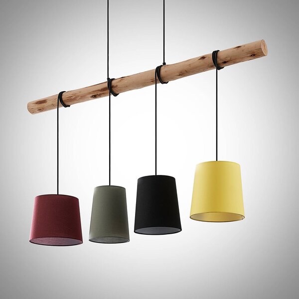 Lampa wisząca Moskau Lindby, możliwość ściemniania, jasne drewno, salon / jadalnia, drewno, nowoczesny