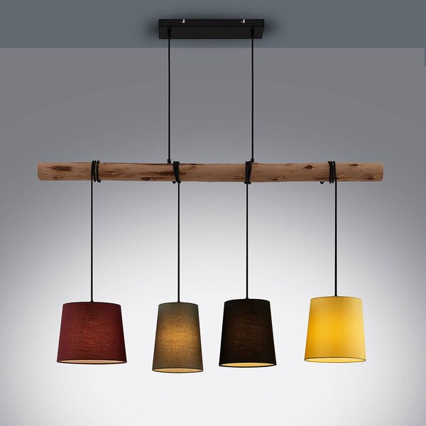 Lampa wisząca Moskau Lindby, możliwość ściemniania, jasne drewno, salon / jadalnia, drewno, nowoczesny