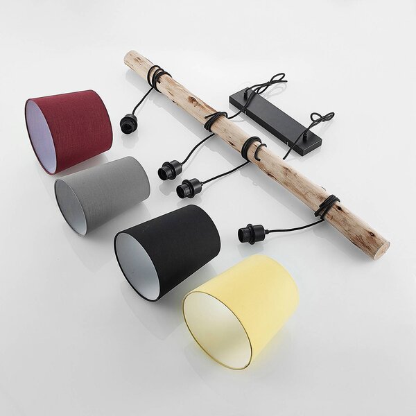 Lampa wisząca Moskau Lindby, możliwość ściemniania, jasne drewno, salon / jadalnia, drewno, nowoczesny