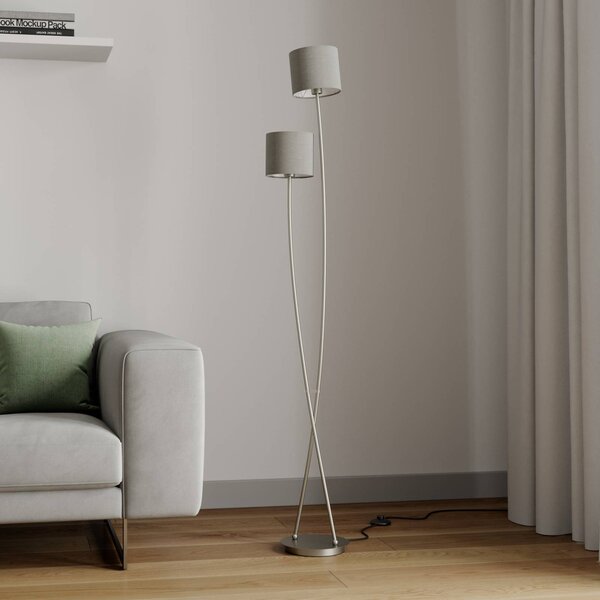 Lampa stojąca Juljana Lucande, kremowy / amber, salon / jadalnia, tkanina / materiał / jedwab, nowoczesny