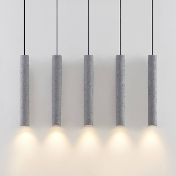 Lampa wisząca Concretto Lindby, możliwość ściemniania, aluminiowy / szary / cynkowy, salon / jadalnia, beton, nowoczesny