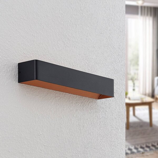 Kinkiet LED Karam Arcchio, możliwość ściemniania, czarny, salon / jadalnia, aluminium, nowoczesny
