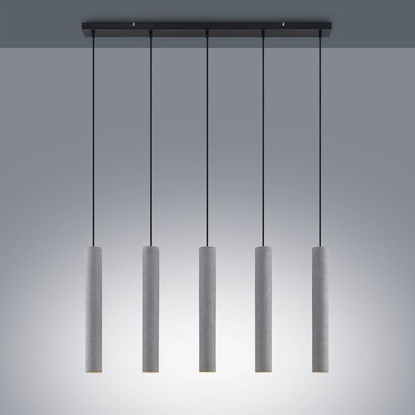 Lampa wisząca Concretto Lindby, możliwość ściemniania, aluminiowy / szary / cynkowy, salon / jadalnia, beton, nowoczesny