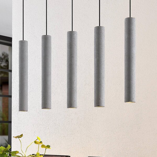 Lampa wisząca Concretto Lindby, możliwość ściemniania, aluminiowy / szary / cynkowy, salon / jadalnia, beton, nowoczesny