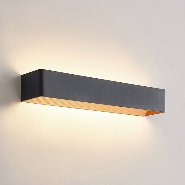 Kinkiet LED Karam Arcchio, możliwość ściemniania, czarny, salon / jadalnia, aluminium, nowoczesny