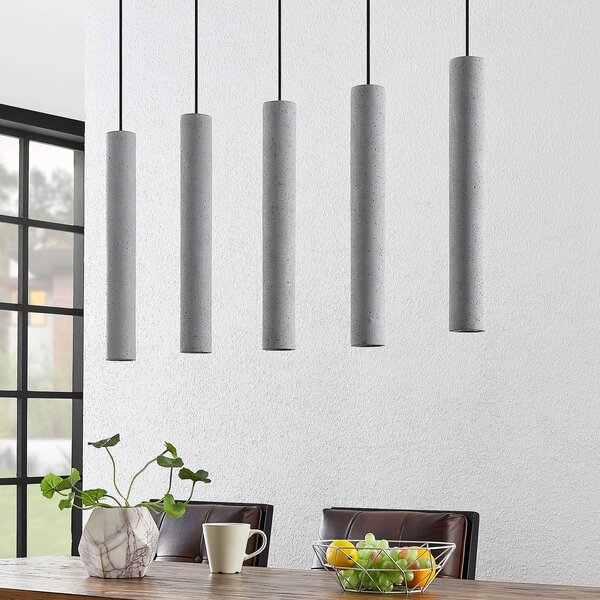 Lampa wisząca Concretto Lindby, możliwość ściemniania, aluminiowy / szary / cynkowy, salon / jadalnia, beton, nowoczesny