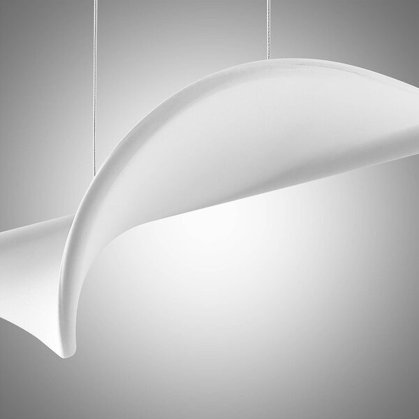 Lampa wisząca Edano Lucande, możliwość ściemniania, biały / opal, salon / jadalnia, tkanina / materiał / jedwab, nowoczesny