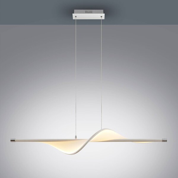 Lampa wisząca Edano Lucande, możliwość ściemniania, biały / opal, salon / jadalnia, tkanina / materiał / jedwab, nowoczesny