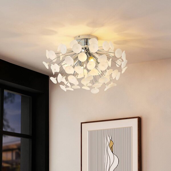 Lampa sufitowa Yurina Lindby, możliwość ściemniania, biały / opal, salon / jadalnia, tworzywo sztuczne, nowoczesny