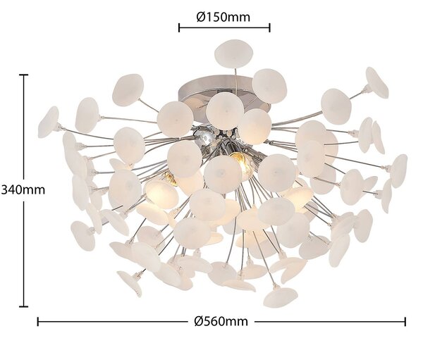 Lampa sufitowa Yurina Lindby, możliwość ściemniania, biały / opal, salon / jadalnia, tworzywo sztuczne, nowoczesny