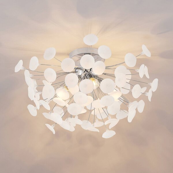 Lampa sufitowa Yurina Lindby, możliwość ściemniania, biały / opal, salon / jadalnia, tworzywo sztuczne, nowoczesny